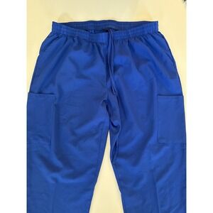 GT Performance Scrub Pants Men's XL Blue Cargo Elastic Waist Drawstring.    3922